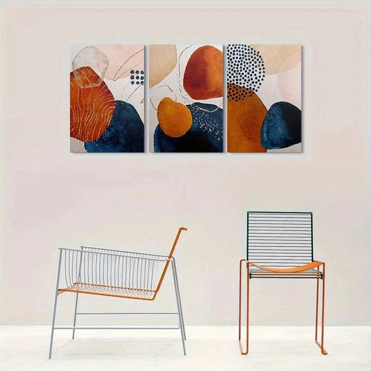 3pcs Modern Abstract Geometric Shapes Tones Metal Print Ready to Hang Art