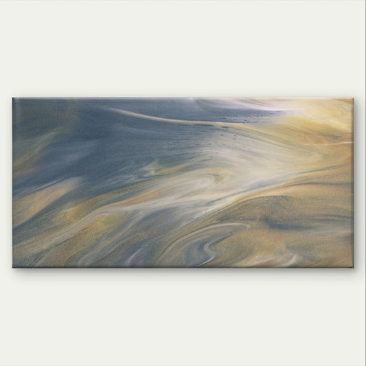 Modern Abstract Blue and Gold Fluid Wall Art Canvas Office Home Framed 120x60cm