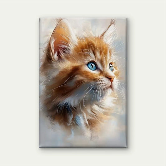Blue Eyes, Soft Orange & White Fur Metal Print Ready to Hang