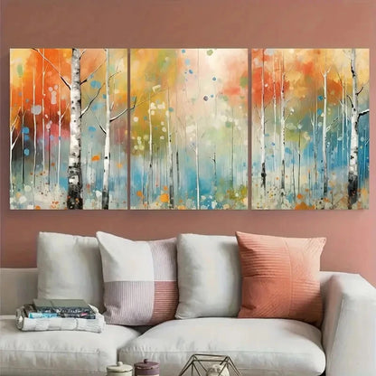3pcs Watercolor Autumn Forest Scandinavian Forest Metal Print Ready to Hang Art