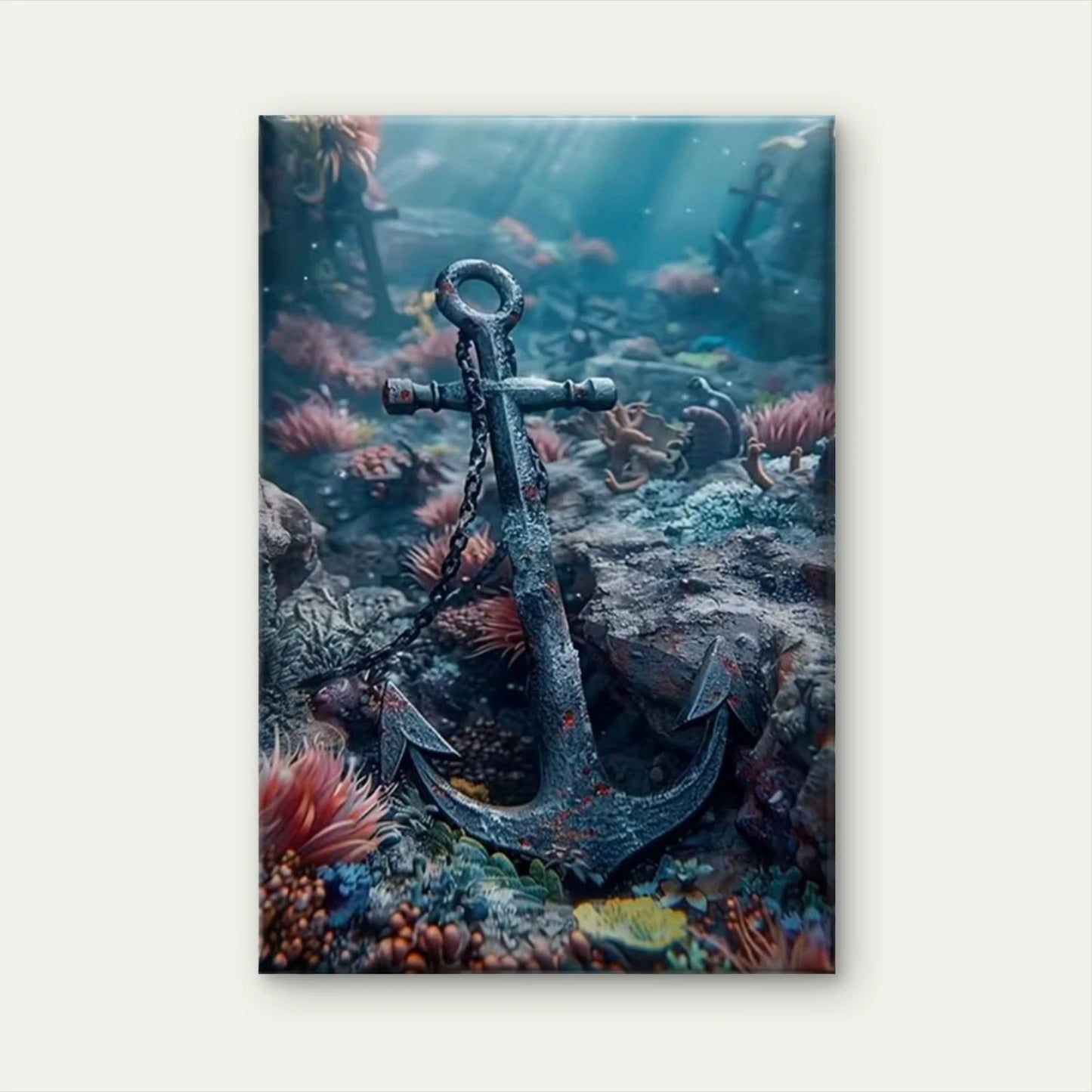 Vibrant Underwater Scene with Coral Reefs 60x90cm Metal Print Ready to Hang