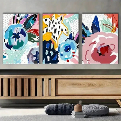 3pcs Abstract Painting Modern Floral Design Metal Print Ready to Hang Art