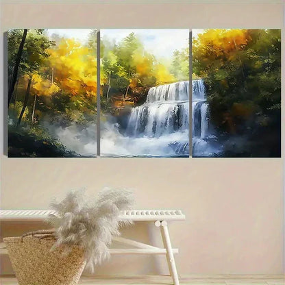 3pcs Magical Autumn Waterfall Wall Art Set Canvas Unframed - High Quality Print 100% Australian Made Wall Canvas