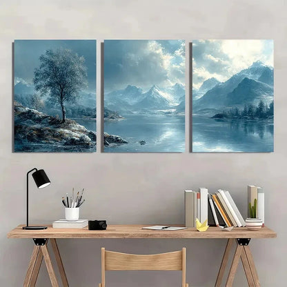 3pcs Vintage Grey Seascape Landscape Art Metal Print Ready to Hang Art