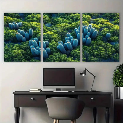 3pcs Minimalist Aerial Cactus Desert Photography Metal Print Ready to Hang Art