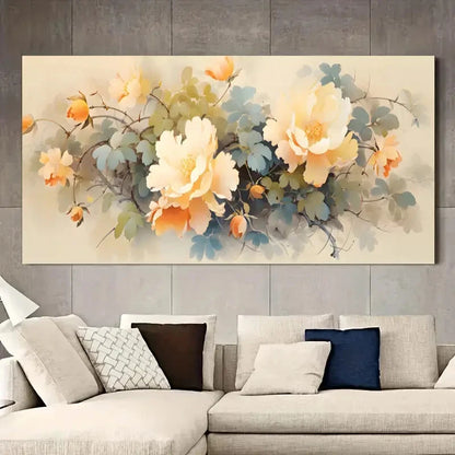 Yellow Golden Rose Flowers wall canvas office home room framed 120x60cm - Bella Home Decor