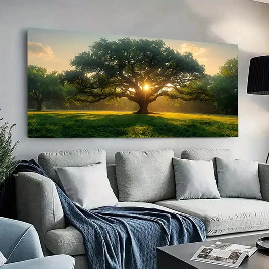Oak Tree  Majestic Sunlitwall canvas office home room framed 120x60cm