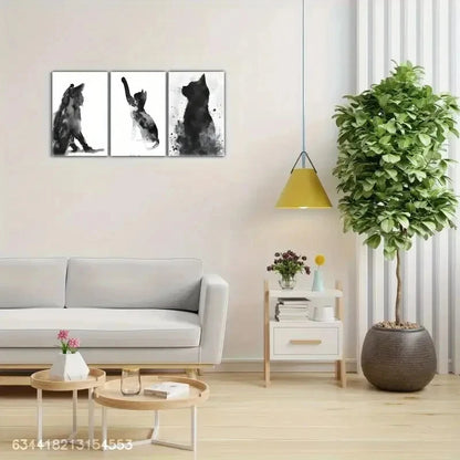 3pcs Black and White Art Funny and Cute Animal Metal Print Ready to Hang Art