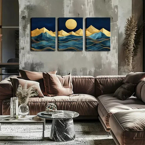 3pcs Exquisite Design, Mountain And Moon Wall Art Set Wall Art Canvas Unframed - High Quality Print 100% Australian Made Wall Canvas