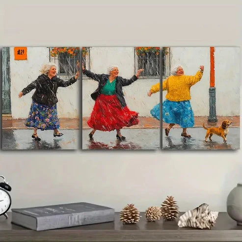3pcs Dancing in the Rain Wall Art Set Canvas Unframed – High Quality Print 100% Australian Made Wall Canvas