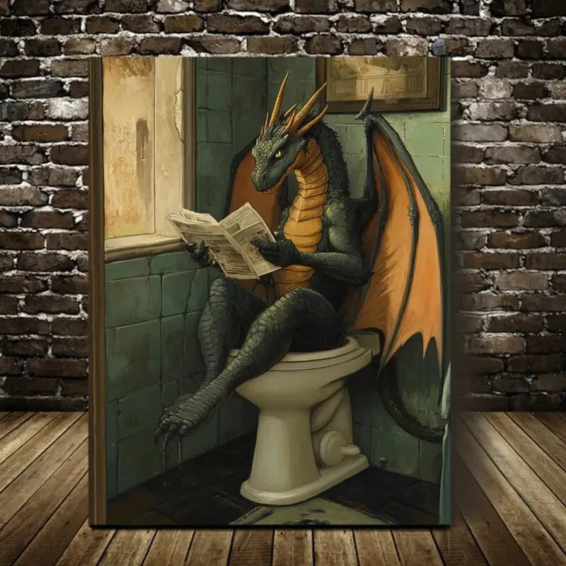 Whimsy Woodland Dragon Contemporary Painting 40x60cm Metal Print Ready to Hang