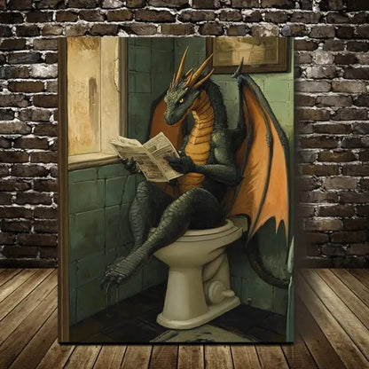 Whimsy Woodland Dragon Contemporary Painting 40x60cm Metal Print Ready to Hang