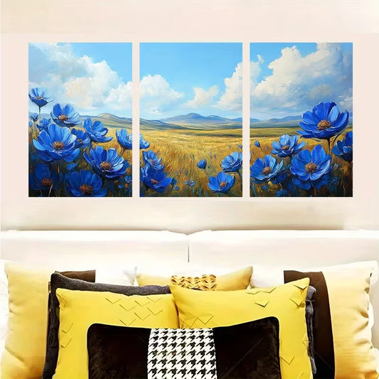 Vibrant Blue Sky & Green Fields Metal Print Ready to Hang Art