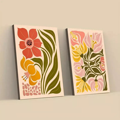 2pcs Vintage Flower Botanical Modern Design Framed 50x75cm - High Quality Print 100% Australian Made Wall Canvas Ready to Hang
