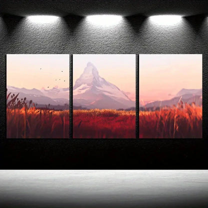 3pcs Snowy Mountain Peak Design Metal Print Ready to Hang Art