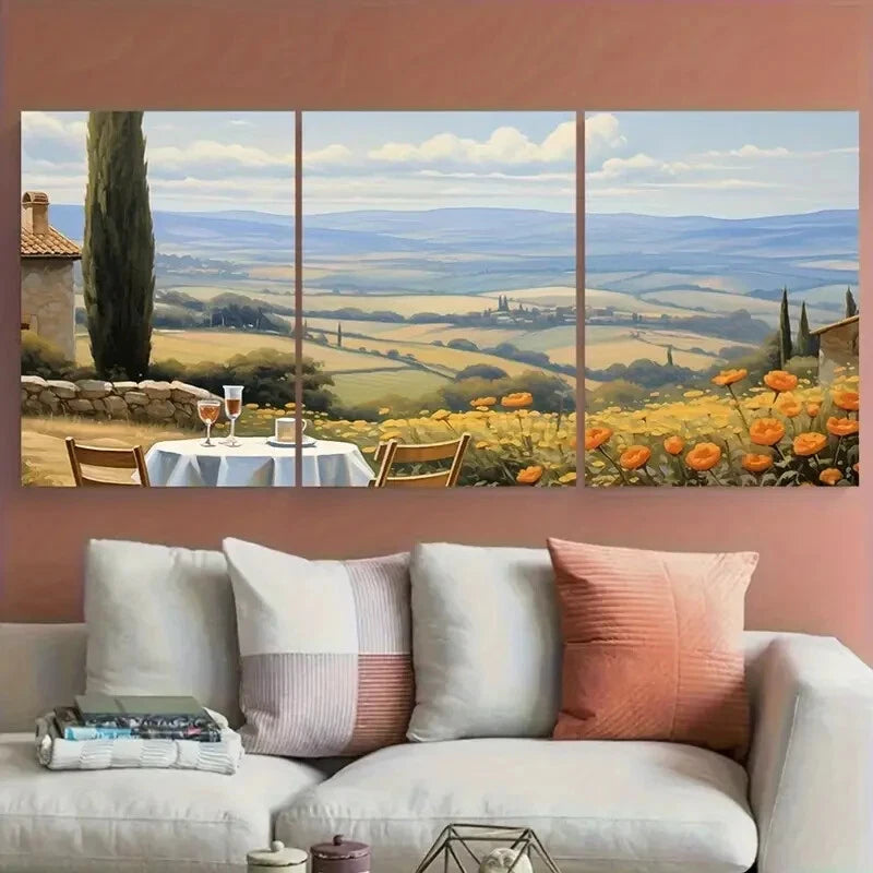 3pcs Scenic Italian Countryside Landscape Tuscany Metal Print Ready to Hang Art