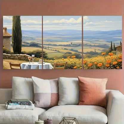 3pcs Scenic Italian Countryside Landscape Tuscany Metal Print Ready to Hang Art