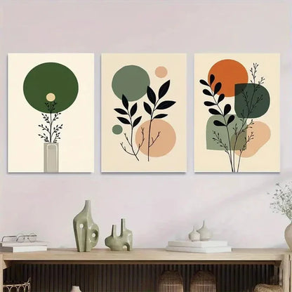3pcs Modern Abstract Botanical Minimalist Plant Wall Art Set Canvas Unframed - High Quality Print 100% Australian Made Wall Canvas