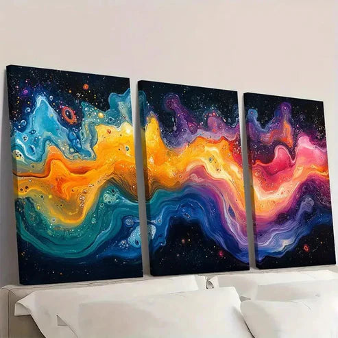 3pcs Colorful Psychedelic Abstract Giclee BB Wall Art Set Canvas Unframed - High Quality Print 100% Australian Made Wall Canvas