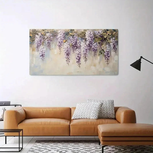 Purple Broken Flowers wall canvas office home room framed 120x60cm - Bella Home Decor