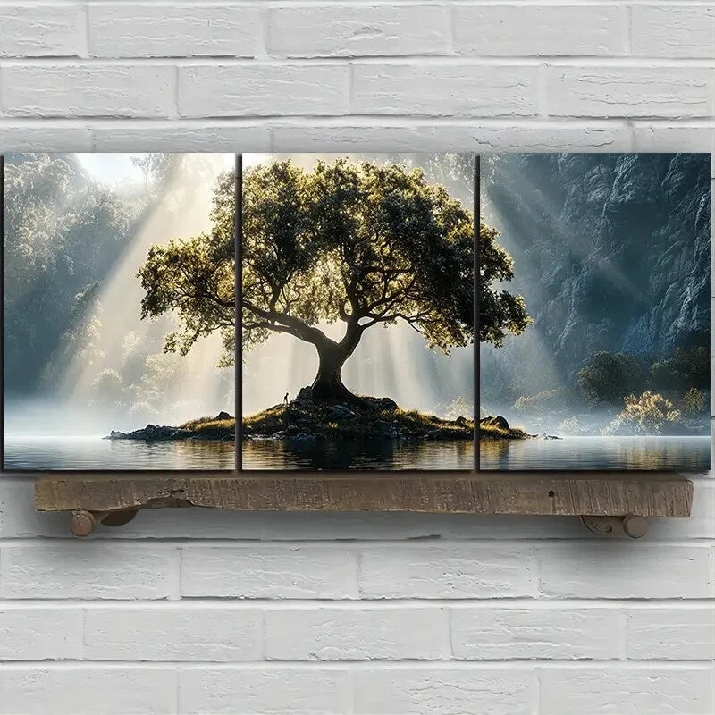 3pcs The Trees on the Island Nature Scenery Metal Print Ready to Hang Art