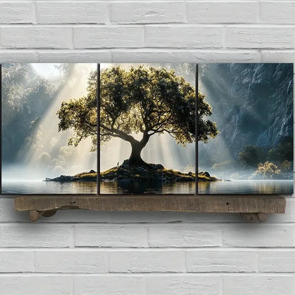 3pcs The Trees on the Island Nature Scenery Metal Print Ready to Hang Art