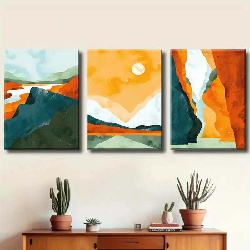 3pcs Abstract Scandinavian And Bohemian Nature Art Canvas Framed 40x60cm - High Quality Print 100% Australian Made Wall Canvas Ready to Hang