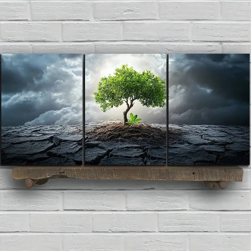 3pcs Plant with Great Vitality Nature Scenery Metal Print Ready to Hang Art