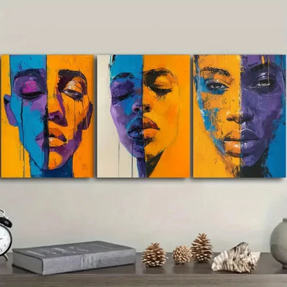 3pcs Different Faces Wall Art Set Canvas Unframed - High Quality Print 100% Australian Made Wall Canvas