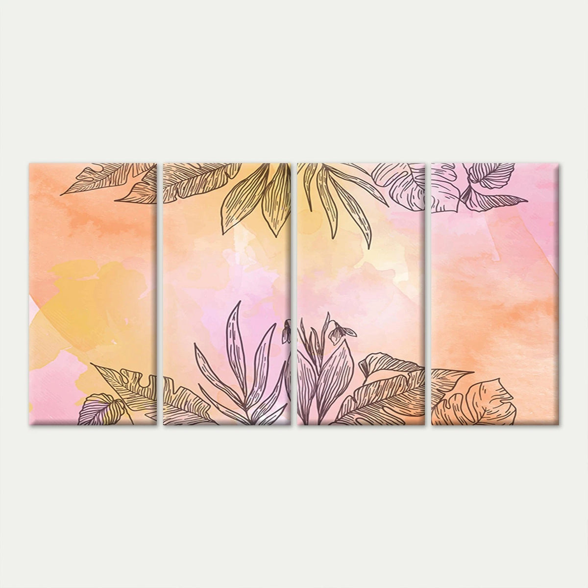 4pcs Modern Abstract Pastel Watercolour Pink Wall Art Canvas Framed 45x80cm - High Quality Print 100% Australian Made Wall Canvas Ready to Hang