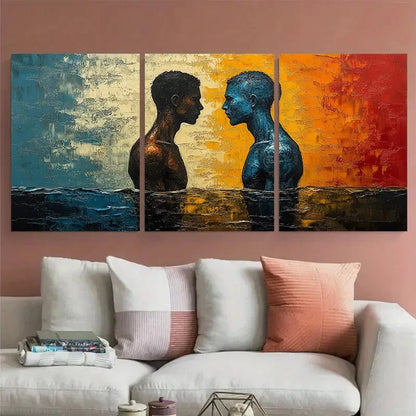 3pcs Vibrant Male Bodies Impasto Men's Body Metal Print Ready to Hang Art