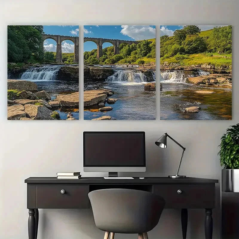 3pcs Yorkshire Dales National Park Aysgarth Falls Metal Print Ready to Hang Art