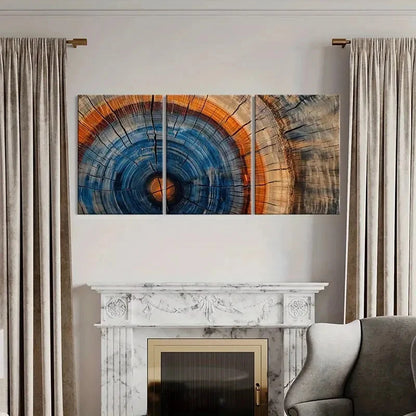 3pcs Wooden Texture Growth Rings Natural Beauty Metal Print Ready to Hang Art