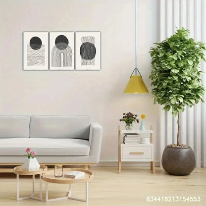3pcs lack and white Spatial Aesthetic Presentation Metal Print Ready to Hang Art