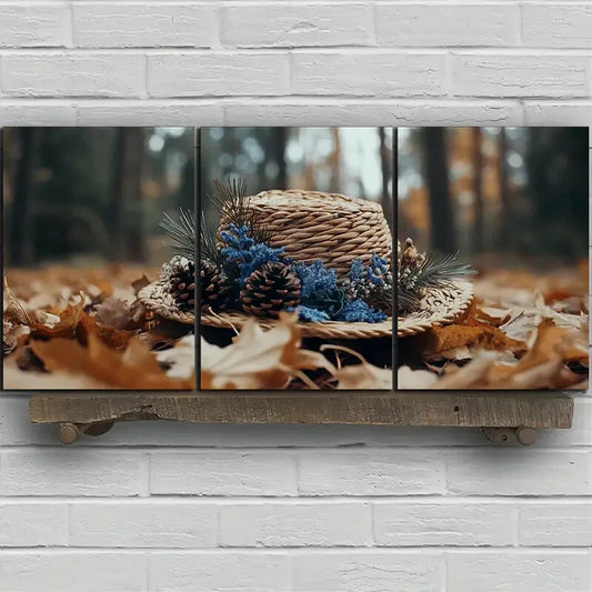 3pcs Flowers and Hats in the Forest Metal Print Ready to Hang Art