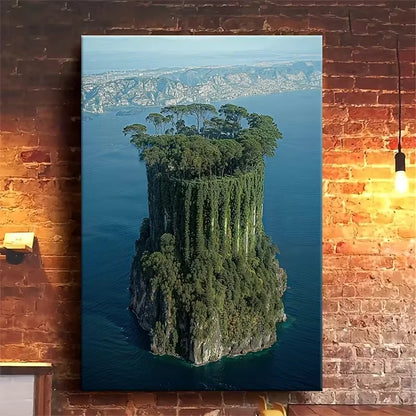 Verdant Islet Oil Painting 60x90cm Metal Print Ready to Hang