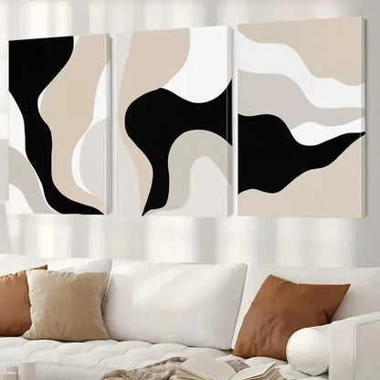 3pcs Modern Wall Art Set - Abstract Brown, Black & Beige Wall Art Set Canvas Unframed - High Quality Print 100% Australian Made Wall Canvas