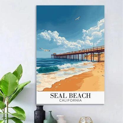 Vintage California Coastal Beach Travel Poster Print Wall Art