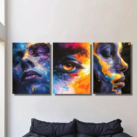 3pcs Fantasy character face illustration Metal Print Ready to Hang Art