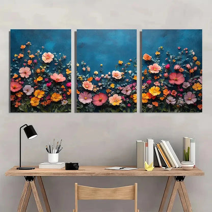 3pcs Vibrant Wildflower Floral Art Prints Metal Print Ready to Hang Art