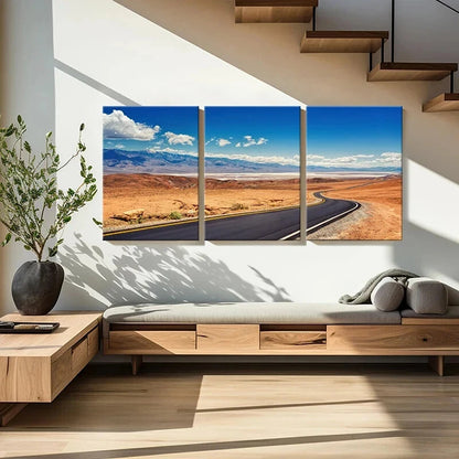 3pcs Vibrant Blue Sky & Mountain Metal Print Ready to Hang Art