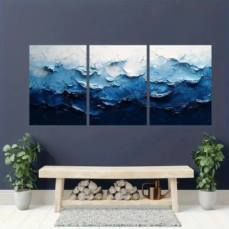 3pcs Acrylic Black and White Abstract Painting Metal Print Ready to Hang Art