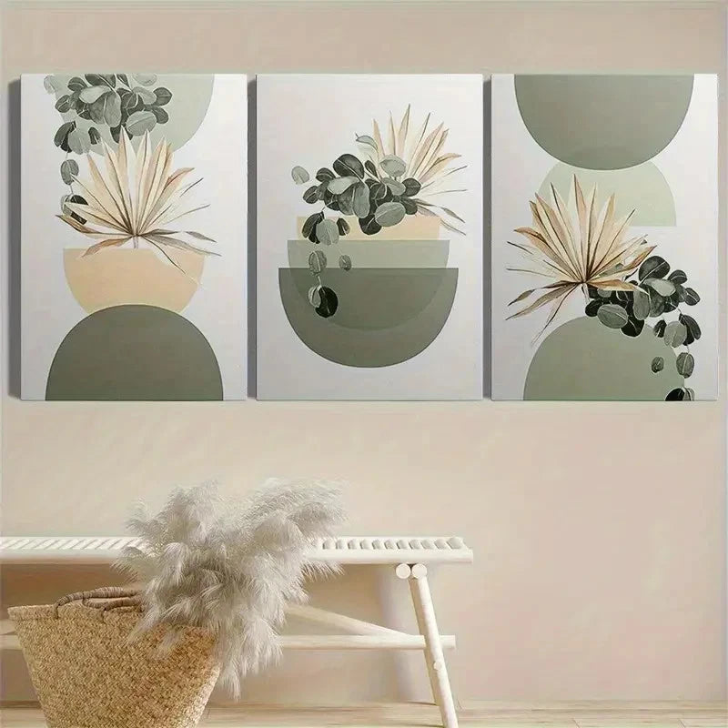 3pcs Abstract Minimalist Style Painting Metal Print Ready to Hang Art
