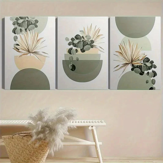3pcs Abstract Minimalist Style Painting Metal Print Ready to Hang Art