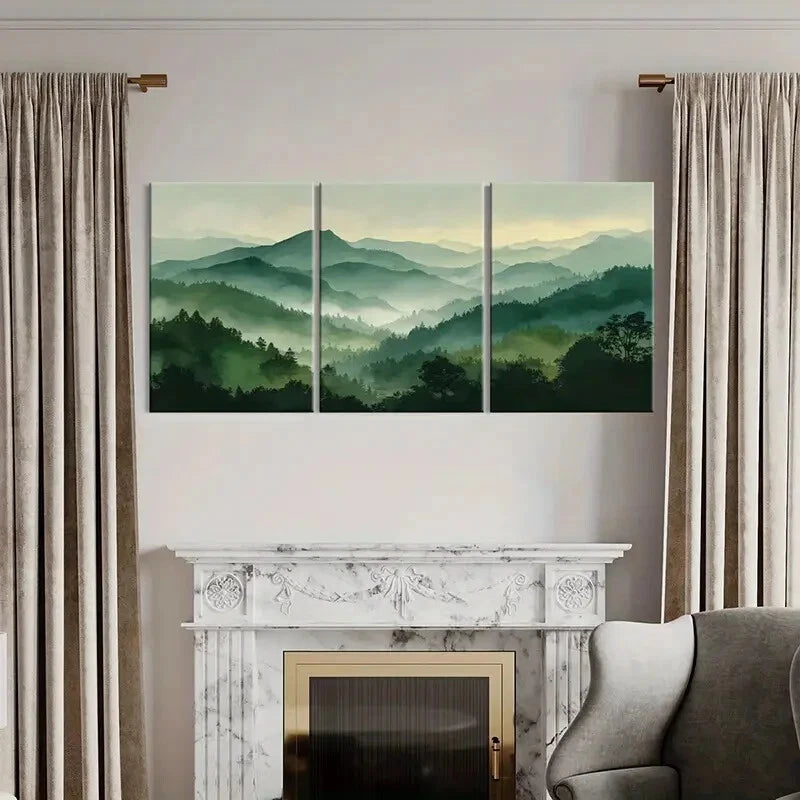 3pcs Mountain Landscape Forest View Nature Scenery Metal Print Ready to Hang Art