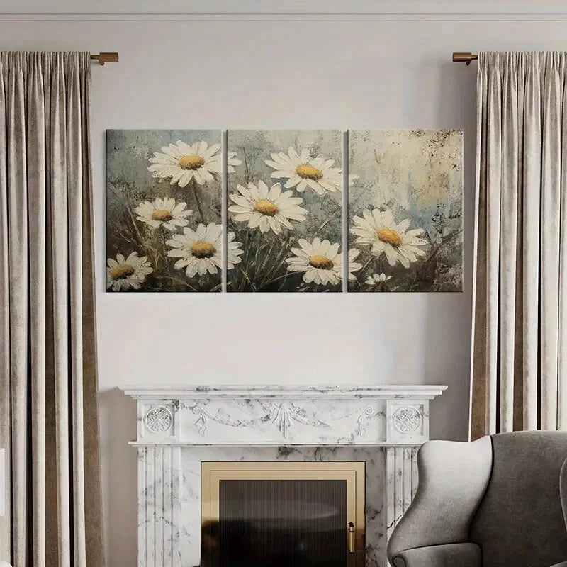 3pcs Flowers Wildflowers Pastoral Scene Metal Print Ready to Hang Art
