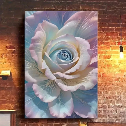 Rainbow Rose Fantasy Oil Painting Metal Print Ready to Hang