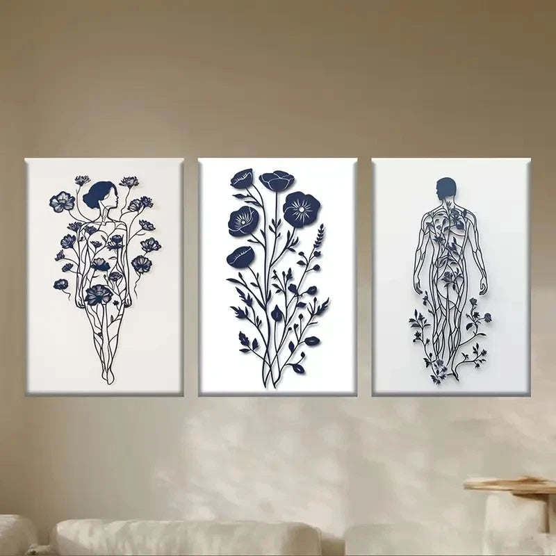 3pcs Fashion Abstract Human Structure Metal Print Ready to Hang Art