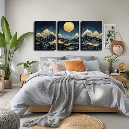 3pcs Abstract Mountain Moon Landscape Wall Art Canvas Unframed - High Quality Print 100% Australian Made Wall Canvas