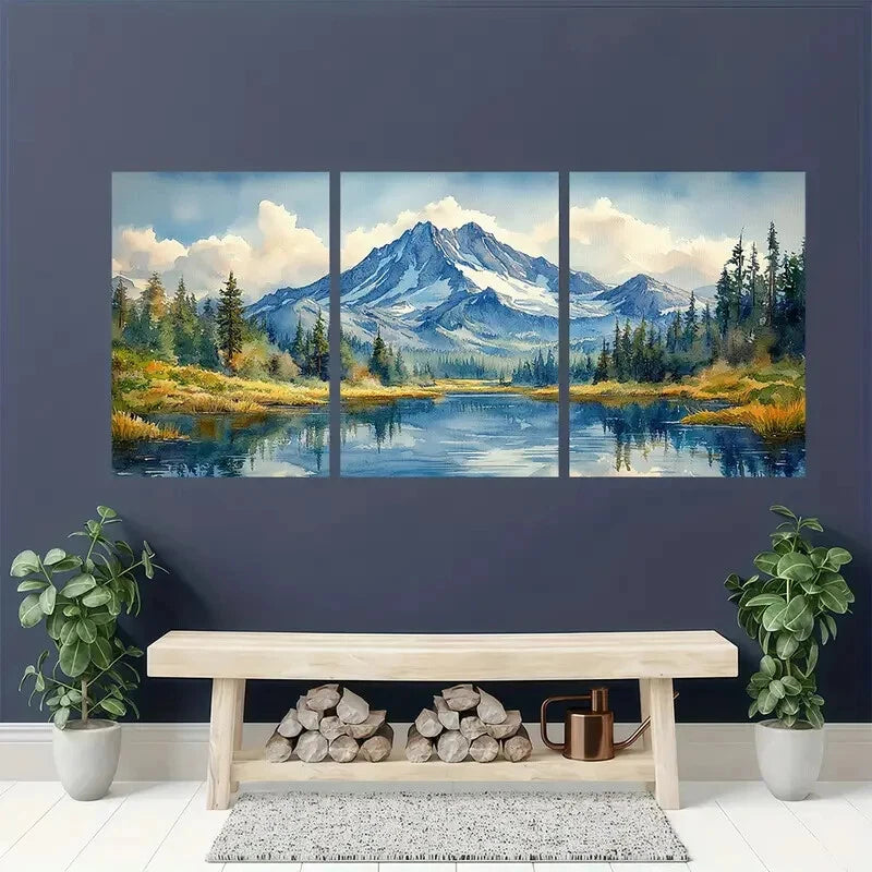 3pcs Oregon Art Inspired Landscape Painting Metal Print Ready to Hang Art